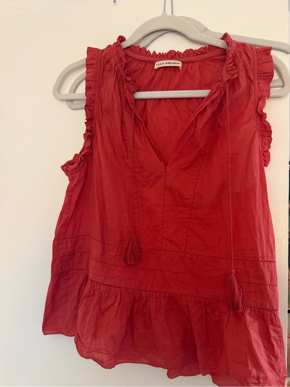 Ulla Johnson Dira Sleeveless Ruffle Tassle Tie Women's Top